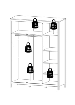 Madrid Wardrobe with 3 Doors in White