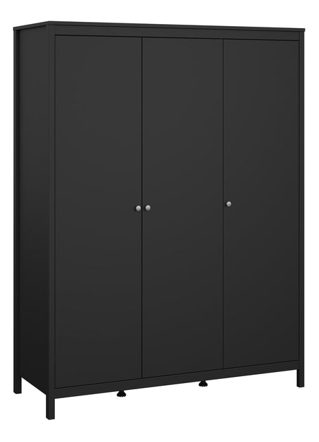 Madrid Wardrobe with 3 Doors in Matt Black