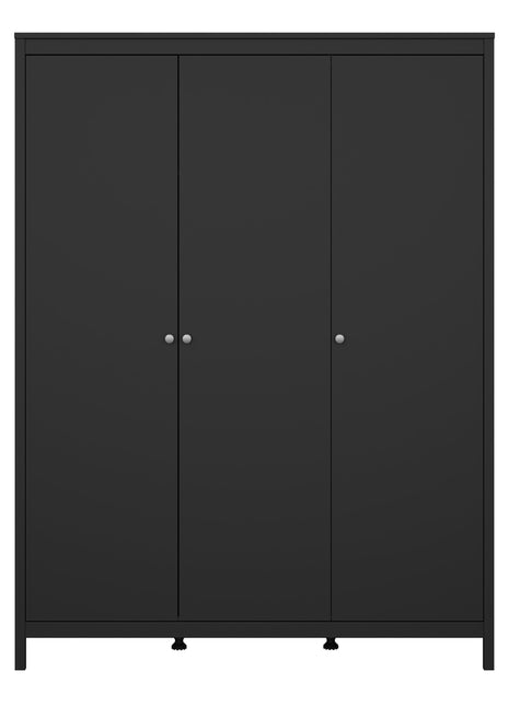 Madrid Wardrobe with 3 Doors in Matt Black