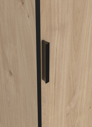 Line Wardrobe with 2 Sliding Doors 1 Small Door and 2 Drawers in Jackson Hickory Oak