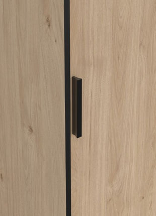 Line Wardrobe with 2 Sliding Doors 1 Sliding Door with Mirror in Jackson Hickory Oak