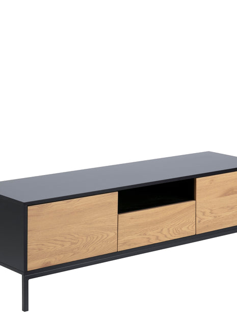Seaford TV Unit 2 Doors 1 Drawer in Black & Oak