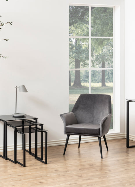 Katrine Nest of Tables with Smoked Glass Top Set of 3
