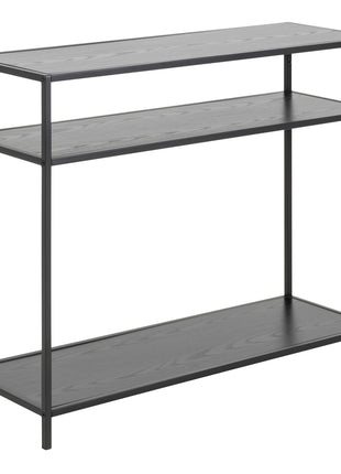 Seaford Console Table with 2 Shelves in Black