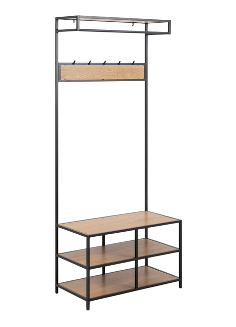 Seaford Clothes Rack with 3 Shelves in Black and Oak