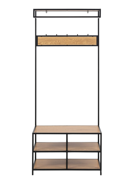 Seaford Clothes Rack with 3 Shelves in Black and Oak