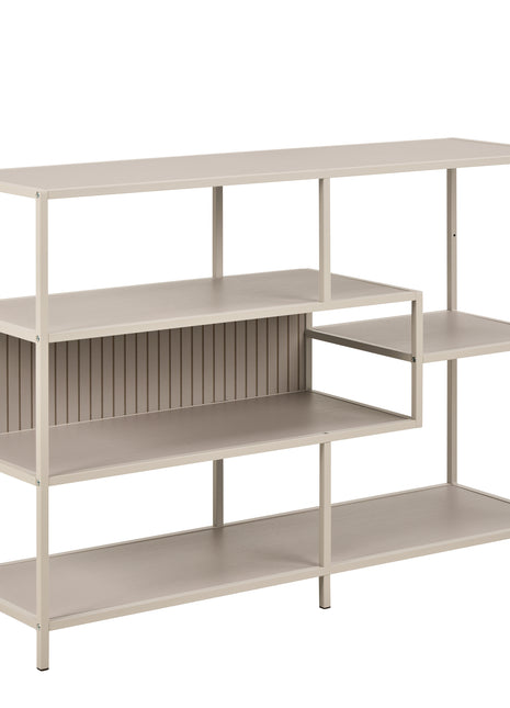 Seaford Wide Grey Steel Bookcase With 4 Grey Melamine Shelves