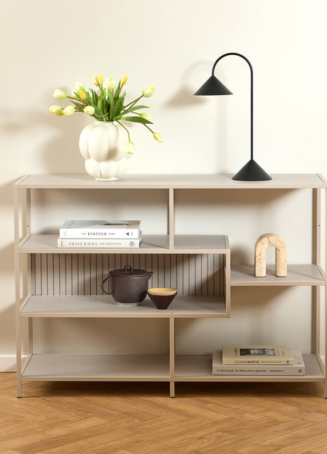 Seaford Wide Grey Steel Bookcase With 4 Grey Melamine Shelves