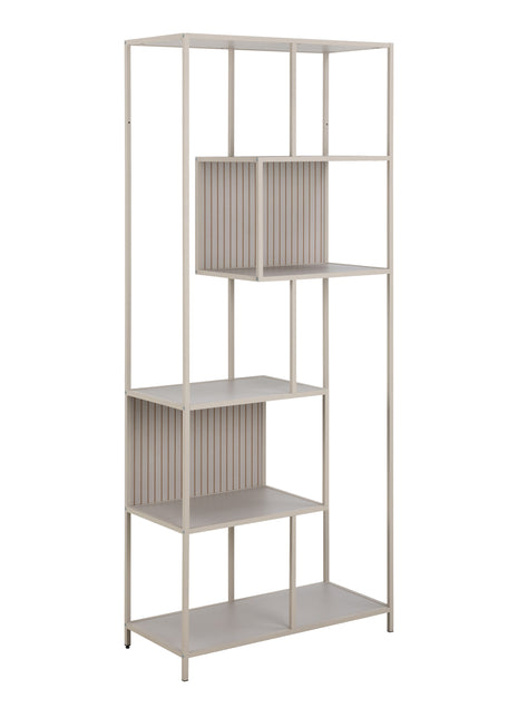 Seaford Tall Grey Metal Bookcase with 5 Shelves
