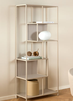 Seaford Tall Grey Metal Bookcase with 5 Shelves