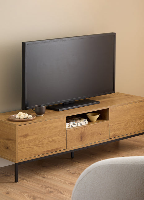 Seaford Tv Unit 2 Doors 1 Drawer in Matt Wild Oak