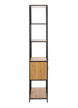 Seaford Tall Wild Oak Metal 2 Drawer Bookcase With 4 Shelves