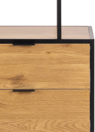Seaford Tall Wild Oak Metal 2 Drawer Bookcase With 4 Shelves