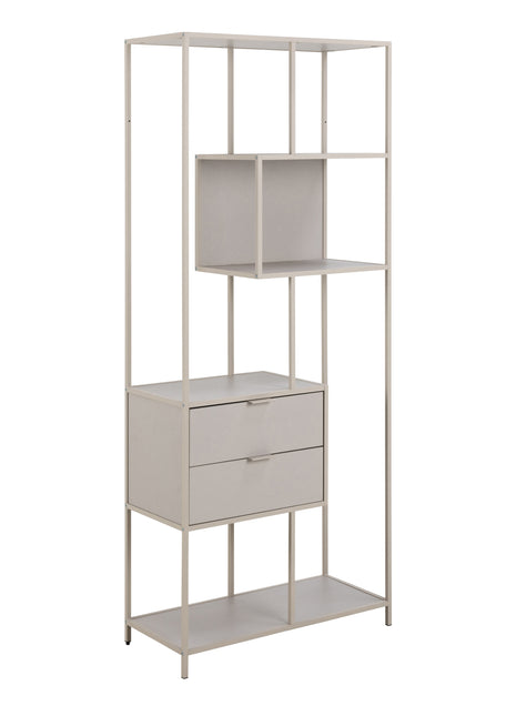 Seaford Tall Grey Metal 2 Drawer Bookcase with 4 Shelves