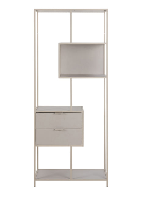 Seaford Tall Grey Metal 2 Drawer Bookcase with 4 Shelves