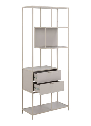 Seaford Tall Grey Metal 2 Drawer Bookcase with 4 Shelves