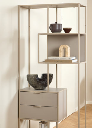 Seaford Tall Grey Metal 2 Drawer Bookcase with 4 Shelves