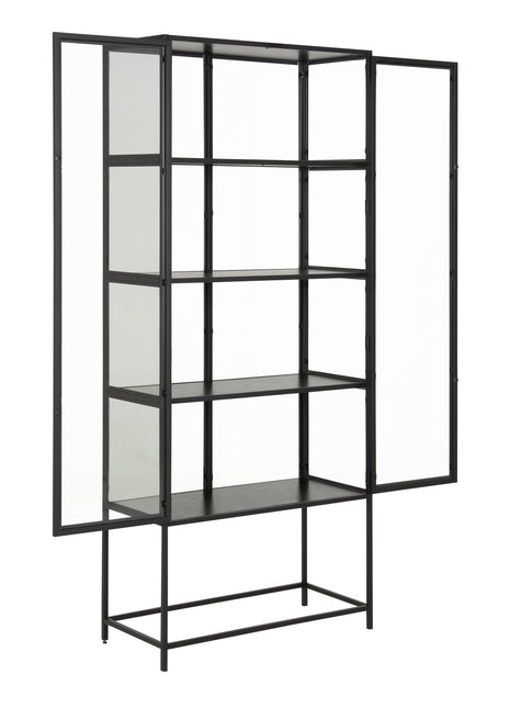 Seaford Tall Black Metal 2 Door Display Cabinet