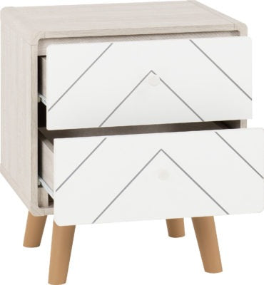 Seville 1 Drawer Bedside in White High Gloss/Light Oak Effect Veneer